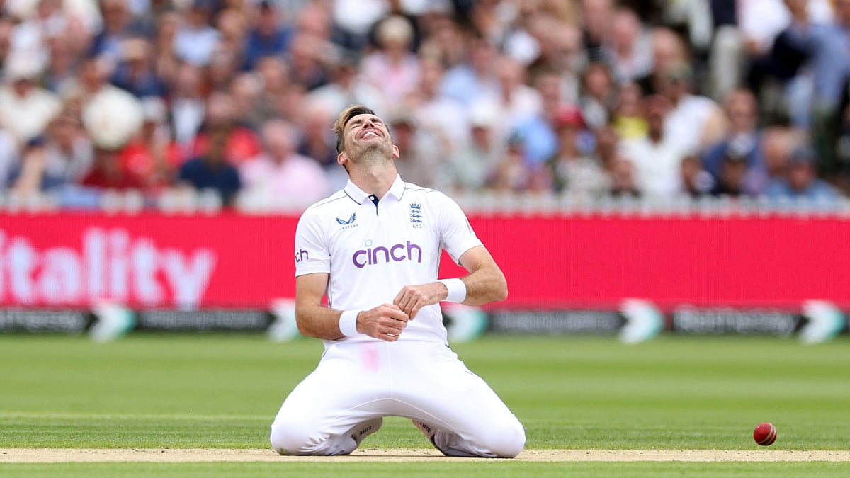 England's James Anderson on day three of the first Rothesay Men's Test match at Lord's Cricket Ground, London, Friday July 12, 2024. (Steven Paston/PA via AP)
 - AP Photo